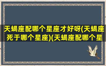 天蝎座配哪个星座才好呀(天蝎座死于哪个星座)(天蝎座配哪个星座最好)