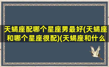 天蝎座配哪个星座男最好(天蝎座和哪个星座很配)(天蝎座和什么星座婚配最好)