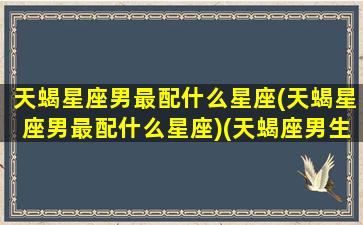 天蝎星座男最配什么星座(天蝎星座男最配什么星座)(天蝎座男生最配星座排行榜)