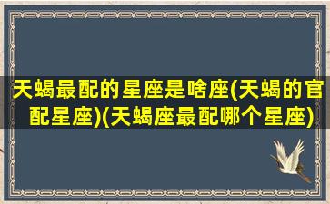 天蝎最配的星座是啥座(天蝎的官配星座)(天蝎座最配哪个星座)