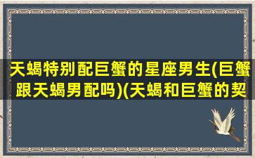 天蝎特别配巨蟹的星座男生(巨蟹跟天蝎男配吗)(天蝎和巨蟹的契合度)