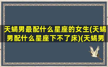 天蝎男最配什么星座的女生(天蝎男配什么星座下不了床)(天蝎男配什么星座女最好)