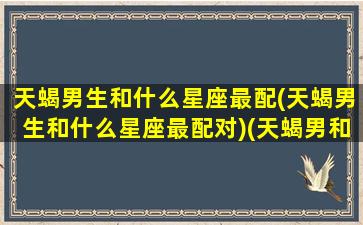 天蝎男生和什么星座最配(天蝎男生和什么星座最配对)(天蝎男和什么星座最合适)