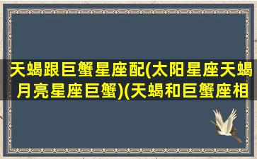 天蝎跟巨蟹星座配(太阳星座天蝎月亮星座巨蟹)(天蝎和巨蟹座相配是多少指数)