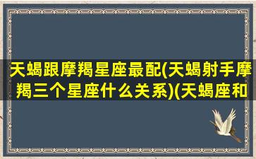 天蝎跟摩羯星座最配(天蝎射手摩羯三个星座什么关系)(天蝎座和摩羯座般不般配)