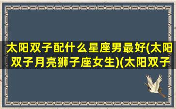 太阳双子配什么星座男最好(太阳双子月亮狮子座女生)(太阳双子男的爱情)