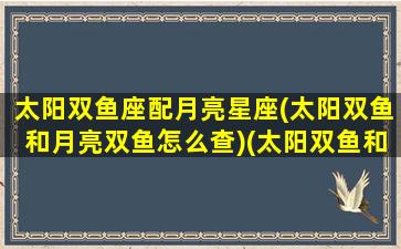 太阳双鱼座配月亮星座(太阳双鱼和月亮双鱼怎么查)(太阳双鱼和月亮双鱼在一起)