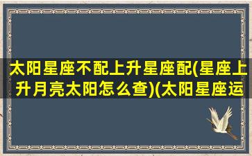 太阳星座不配上升星座配(星座上升月亮太阳怎么查)(太阳星座运势不好上升星座运势好)