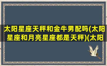 太阳星座天秤和金牛男配吗(太阳星座和月亮星座都是天秤)(太阳金牛月亮天秤好难啊)