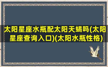 太阳星座水瓶配太阳天蝎吗(太阳星座查询入口)(太阳水瓶性格)