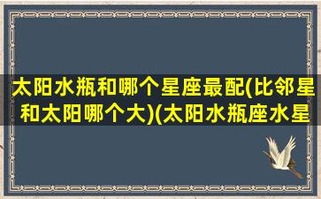 太阳水瓶和哪个星座最配(比邻星和太阳哪个大)(太阳水瓶座水星水瓶座)