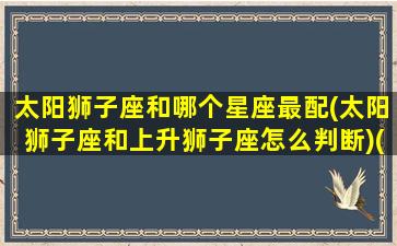 太阳狮子座和哪个星座最配(太阳狮子座和上升狮子座怎么判断)(太阳狮子和上升狮子哪个更强)