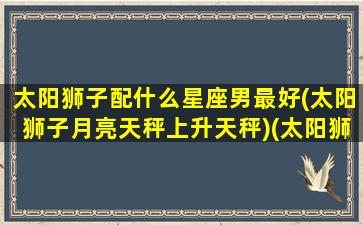 太阳狮子配什么星座男最好(太阳狮子月亮天秤上升天秤)(太阳狮子搭配月亮白羊)