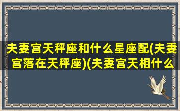 夫妻宫天秤座和什么星座配(夫妻宫落在天秤座)(夫妻宫天相什么意思)