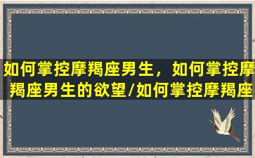 如何掌控摩羯座男生，如何掌控摩羯座男生的欲望/如何掌控摩羯座男生，如何掌控摩羯座男生的欲望-我的网站