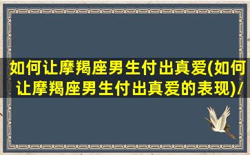 如何让摩羯座男生付出真爱(如何让摩羯座男生付出真爱的表现)/如何让摩羯座男生付出真爱(如何让摩羯座男生付出真爱的表现)-我的网站