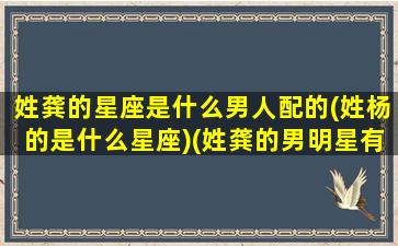 姓龚的星座是什么男人配的(姓杨的是什么星座)(姓龚的男明星有哪些)