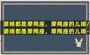 婆媳都是摩羯座，摩羯座的儿媳/婆媳都是摩羯座，摩羯座的儿媳-我的网站