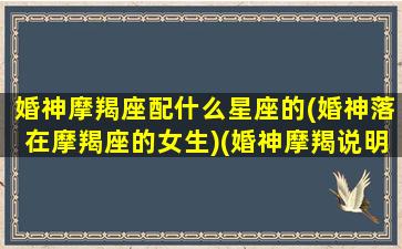 婚神摩羯座配什么星座的(婚神落在摩羯座的女生)(婚神摩羯说明了什么)