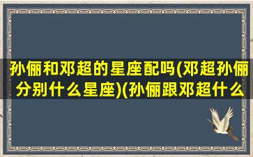 孙俪和邓超的星座配吗(邓超孙俪分别什么星座)(孙俪跟邓超什么星座)