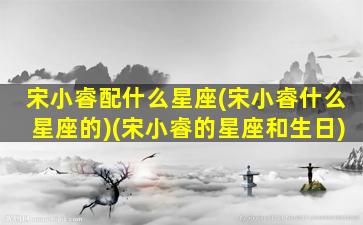 宋小睿配什么星座(宋小睿什么星座的)(宋小睿的星座和生日)