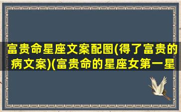 富贵命星座文案配图(得了富贵的病文案)(富贵命的星座女第一星座)