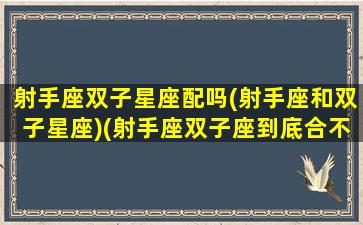 射手座双子星座配吗(射手座和双子星座)(射手座双子座到底合不合)