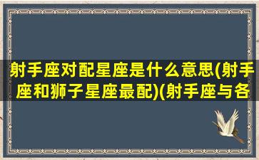 射手座对配星座是什么意思(射手座和狮子星座最配)(射手座与各个星座的配对指数)