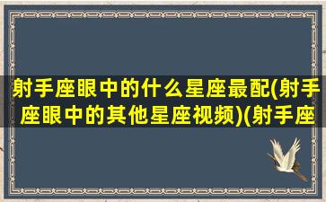 射手座眼中的什么星座最配(射手座眼中的其他星座视频)(射手座的眼光怎么样)