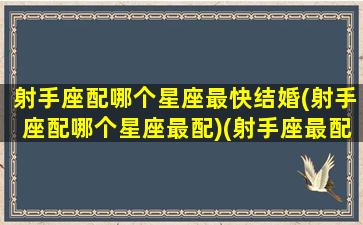 射手座配哪个星座最快结婚(射手座配哪个星座最配)(射手座最配什么座结婚)