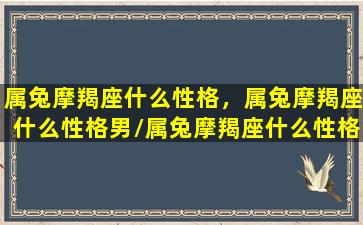 属兔摩羯座什么性格，属兔摩羯座什么性格男/属兔摩羯座什么性格，属兔摩羯座什么性格男-我的网站