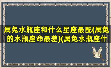 属兔水瓶座和什么星座最配(属兔的水瓶座命最差)(属兔水瓶座什么性格)