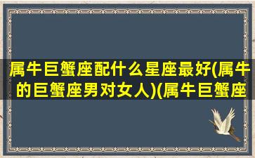 属牛巨蟹座配什么星座最好(属牛的巨蟹座男对女人)(属牛巨蟹座男生的真实性格)