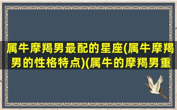 属牛摩羯男最配的星座(属牛摩羯男的性格特点)(属牛的摩羯男重感情吗)