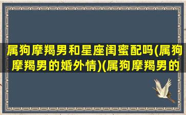 属狗摩羯男和星座闺蜜配吗(属狗摩羯男的婚外情)(属狗摩羯男的性格特点)