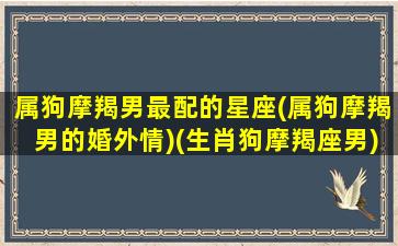 属狗摩羯男最配的星座(属狗摩羯男的婚外情)(生肖狗摩羯座男)