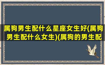 属狗男生配什么星座女生好(属狗男生配什么女生)(属狗的男生配什么生肖的女生)