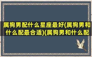 属狗男配什么星座最好(属狗男和什么配最合适)(属狗男和什么配最合适呢)