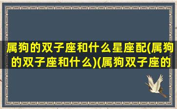 属狗的双子座和什么星座配(属狗的双子座和什么)(属狗双子座的性格)