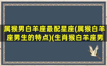 属猴男白羊座最配星座(属猴白羊座男生的特点)(生肖猴白羊座男生)