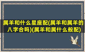 属羊和什么星座配(属羊和属羊的八字合吗)(属羊和属什么般配)