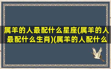 属羊的人最配什么星座(属羊的人最配什么生肖)(属羊的人配什么属相)