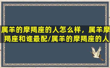 属羊的摩羯座的人怎么样，属羊摩羯座和谁最配/属羊的摩羯座的人怎么样，属羊摩羯座和谁最配-我的网站