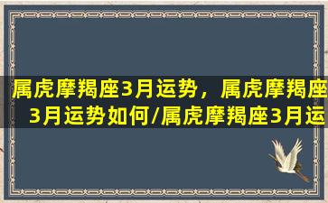 属虎摩羯座3月运势，属虎摩羯座3月运势如何/属虎摩羯座3月运势，属虎摩羯座3月运势如何-我的网站