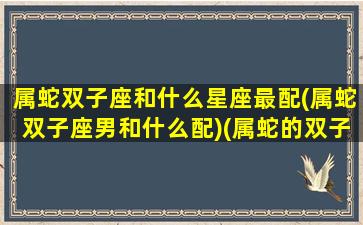 属蛇双子座和什么星座最配(属蛇双子座男和什么配)(属蛇的双子座男的感情)