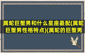 属蛇巨蟹男和什么星座最配(属蛇巨蟹男性格特点)(属蛇的巨蟹男适合什么工作)