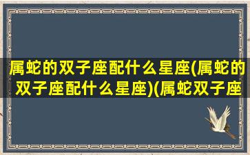 属蛇的双子座配什么星座(属蛇的双子座配什么星座)(属蛇双子座的性格特征)