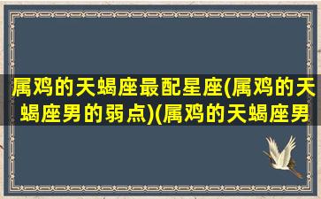 属鸡的天蝎座最配星座(属鸡的天蝎座男的弱点)(属鸡的天蝎座男爱情分析)