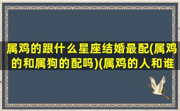 属鸡的跟什么星座结婚最配(属鸡的和属狗的配吗)(属鸡的人和谁在一起最配)