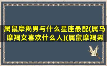 属鼠摩羯男与什么星座最配(属马摩羯女喜欢什么人)(属鼠摩羯男喜欢什么样的女人)